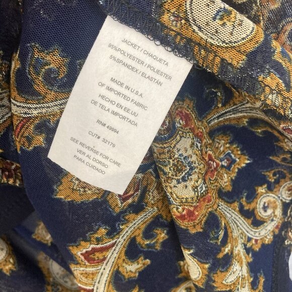 R&M‎ Richards Sheer Jacket Tank 2 Piece Set Womens 8 Blue Gold Paisley Elegant - Picture 11 of 16